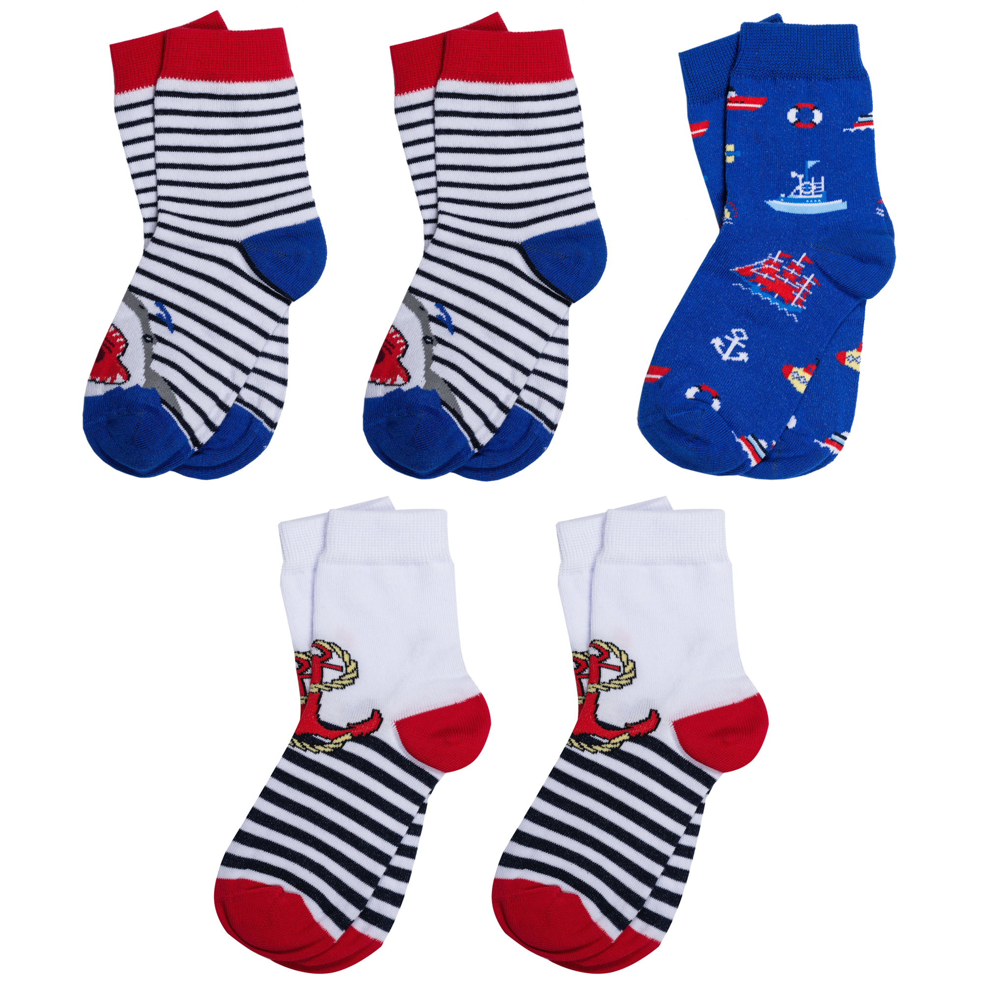 

Носки детские Rusocks 5-Д-43, белый; красный; синий, 16-18, 5-Д-43