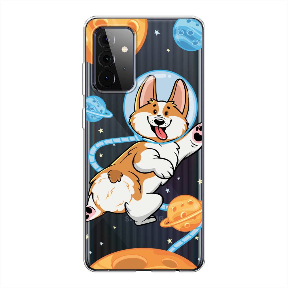 

Чехол на Samsung Galaxy A72 "Корги-космонавт", Голубой;бежевый;белый, 2101950-1