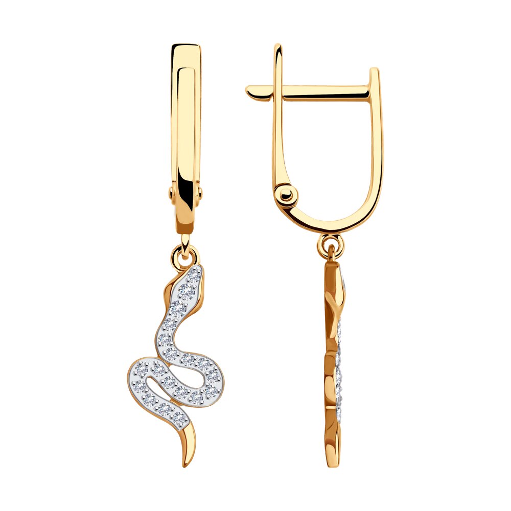 

Серьги подвески из красного золота SOKOLOV 029771, фианит, 029771