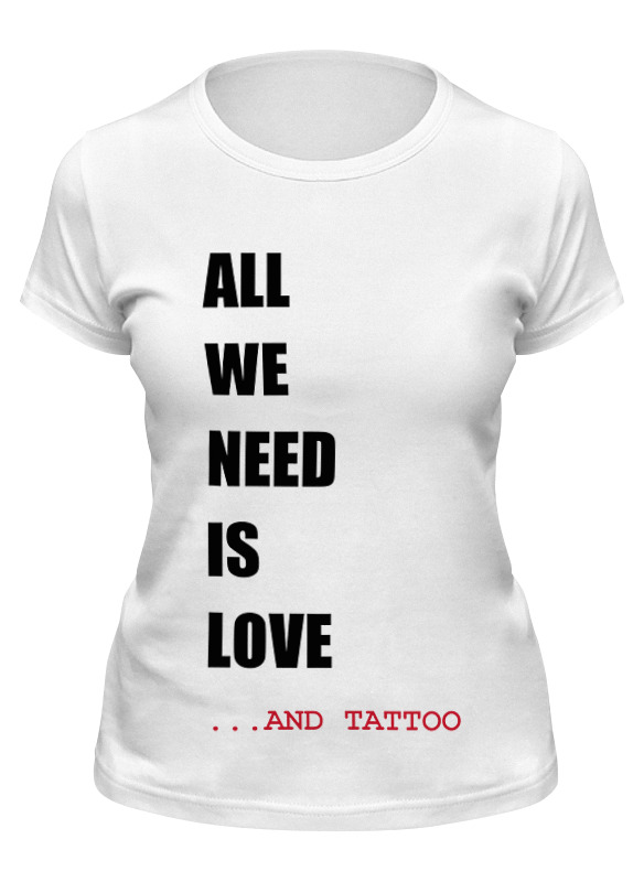 

Футболка женская Printio All we need is love белая 2XL, All we need is love