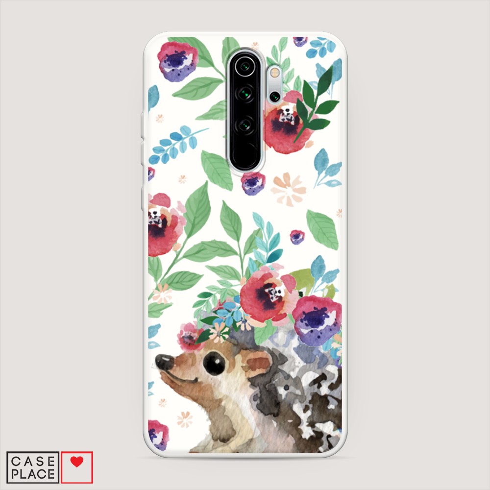 

Матовый силиконовый чехол "Ежик в цветах акварель" на Xiaomi Redmi Note 8 Pro