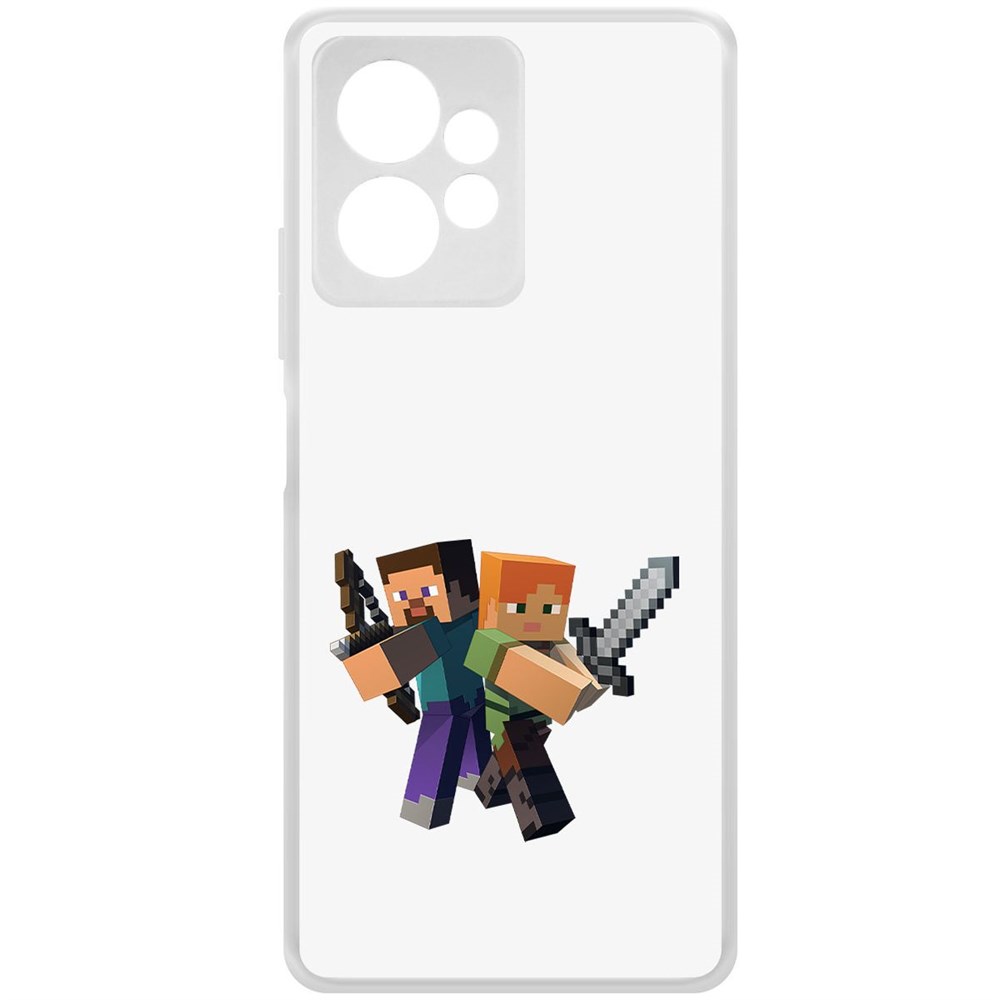 Чехол-накладка Krutoff Clear Case Minecraft-Стив и Алекс для Xiaomi Redmi Note 12 4G