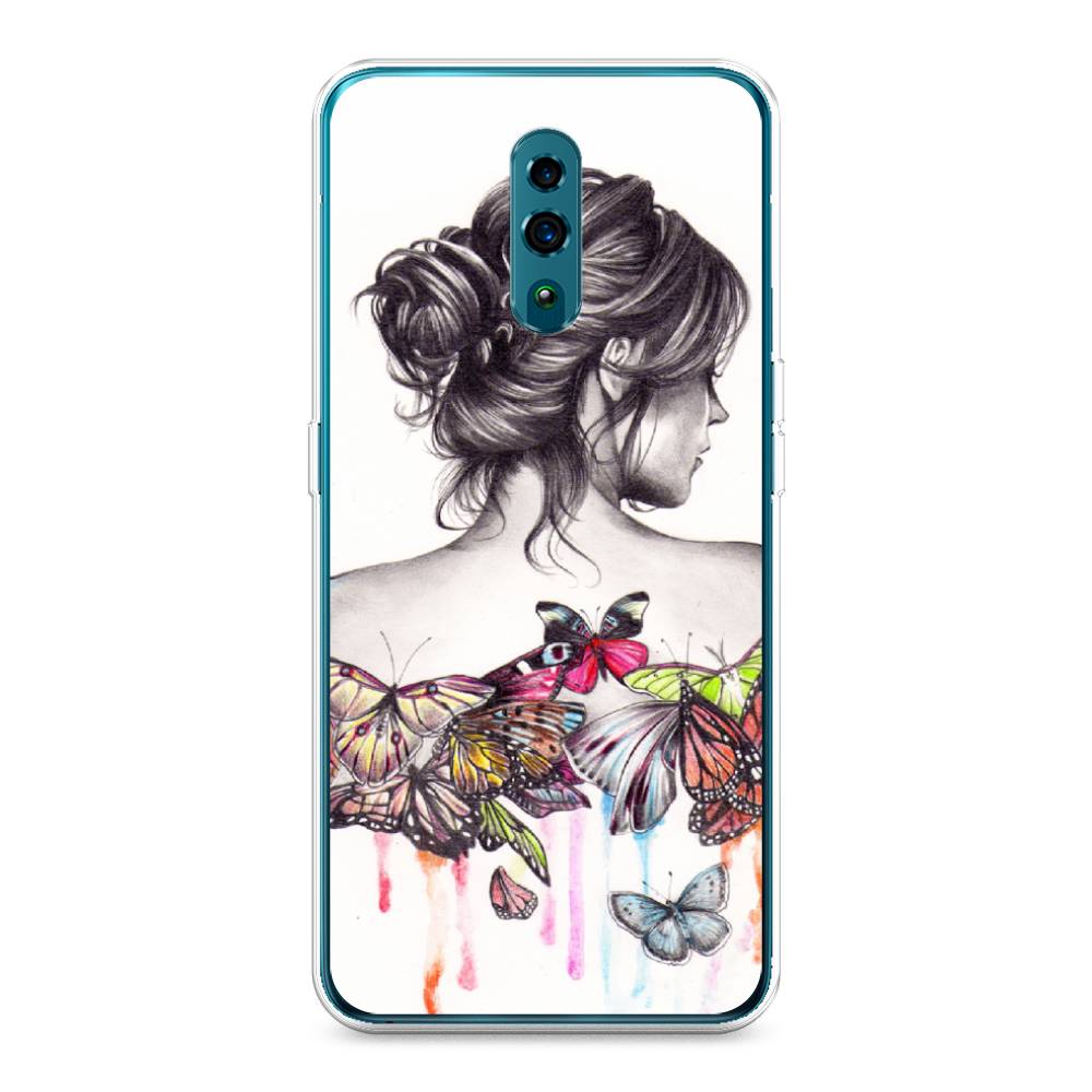 фото Силиконовый чехол "девушка с бабочками" на oppo reno awog