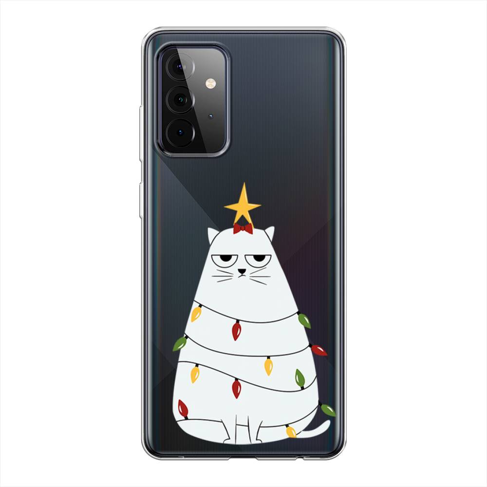 

Чехол на Samsung Galaxy A72 "Котик в гирлянде", Белый;красный;желтый, 2101950-1