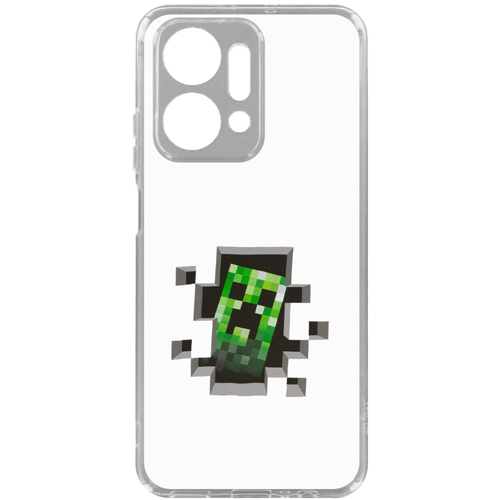 Чехол-накладка Krutoff Clear Case Minecraft-Крипер для Honor X7a 600015206714 прозрачный