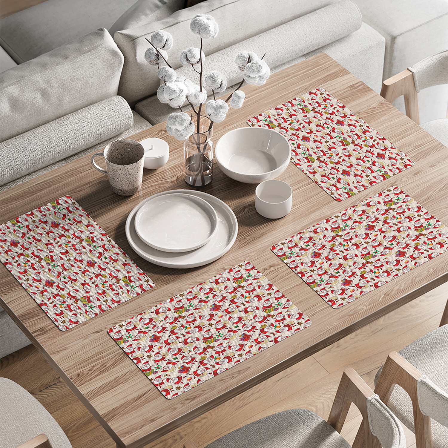 

Комплект тканевых салфеток JoyArty "Санта Клаус" для сервировки стола 46x30 см 4шт, Красный, Санта Клаус