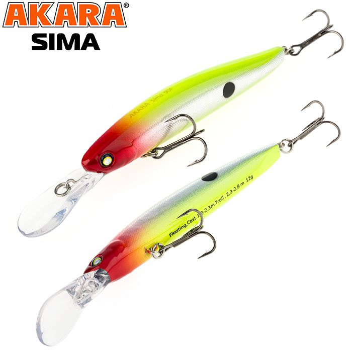 

Воблер Akara Sima 90F 12 гр 3/7 oz 3,5 in A60, Разноцветный, Sima