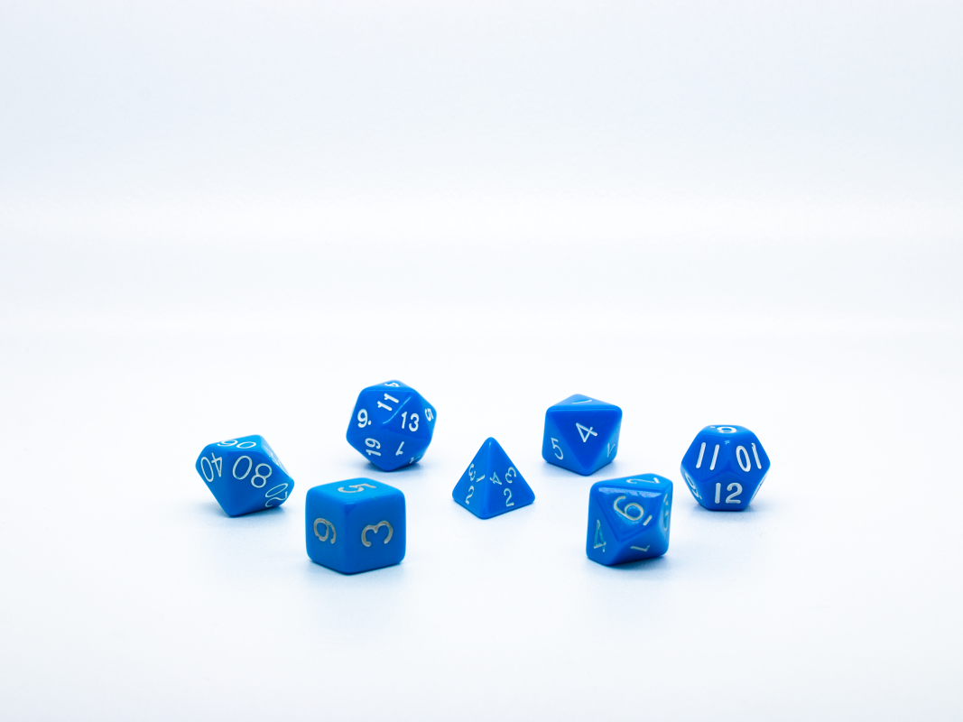 Набор кубиков для D&D, Dungeons and Dragons, ДнД, Pathfinder голубые