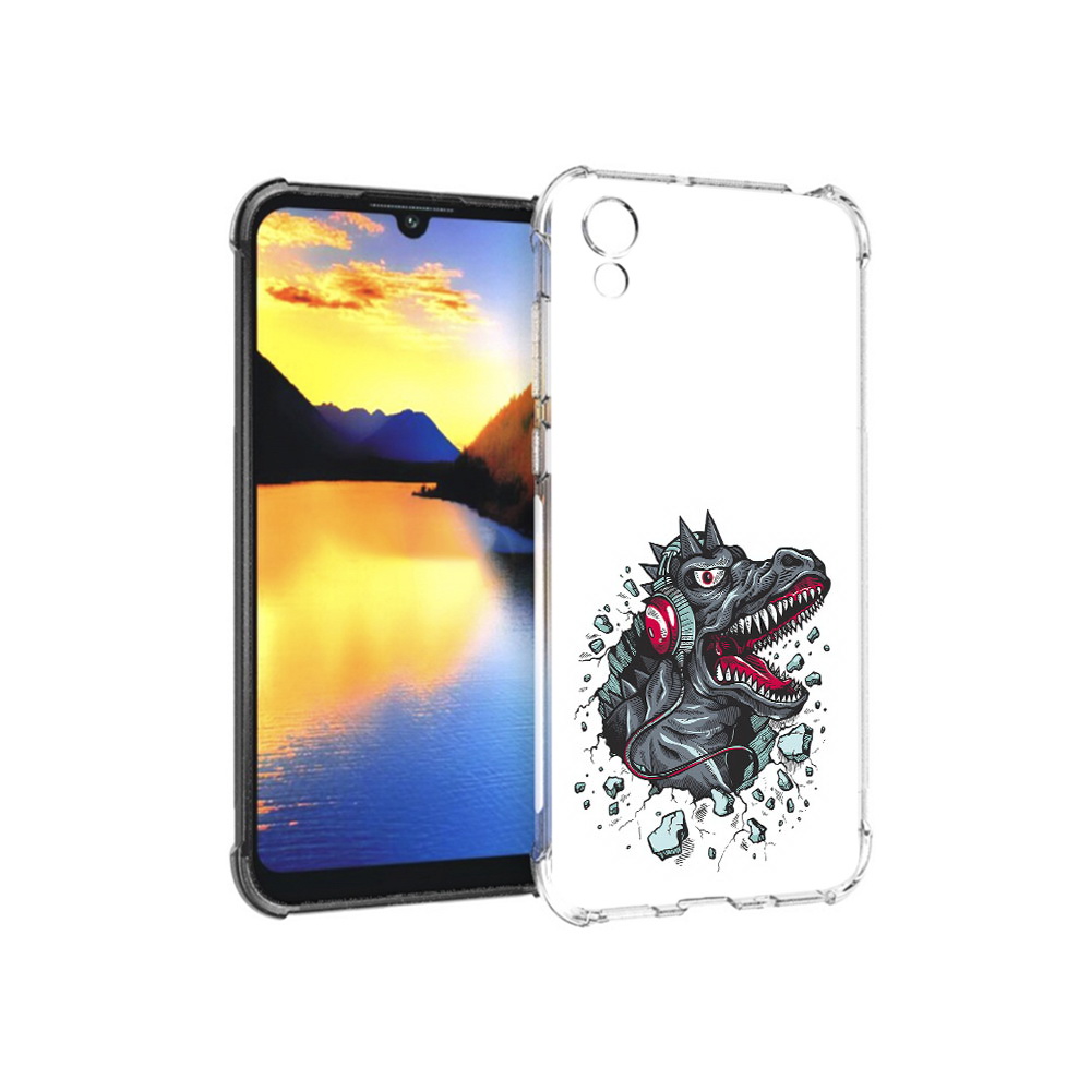 

Чехол MyPads Tocco для Huawei Y5 Нарисованный динозавр в наушниках, Прозрачный, Tocco