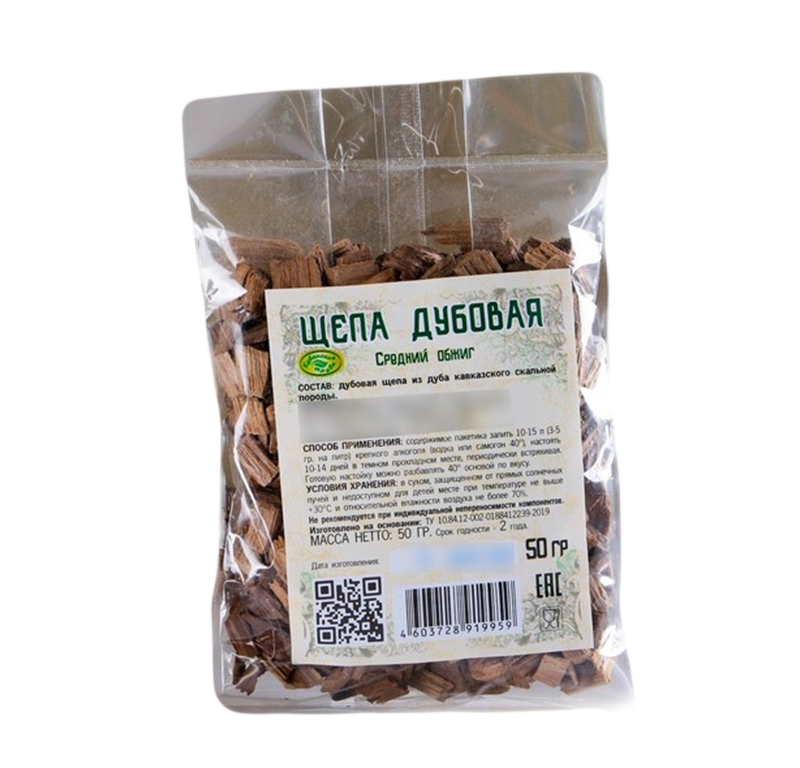 

Набор дла приготовления Дубовая щепа средний обжиг 50 гр, Светлое