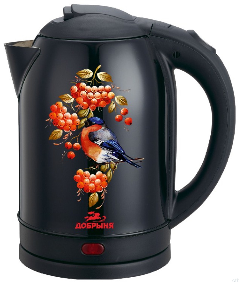 Чайник электрический Добрыня DO-1248 2 л черный, разноцветный