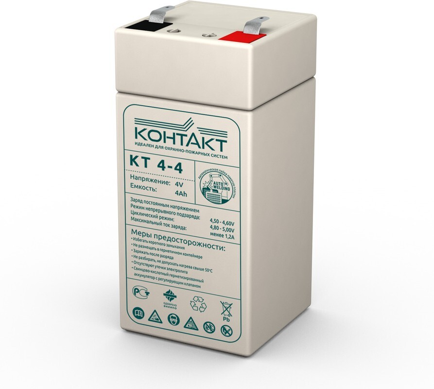 Аккумулятор КОНТАКТ КТ 4-4 свинцово-кислотный 4V 4Ah 9085 свинцово кислотный аккумулятор контакт кт 6 4 5 6v 4 5ah 9071