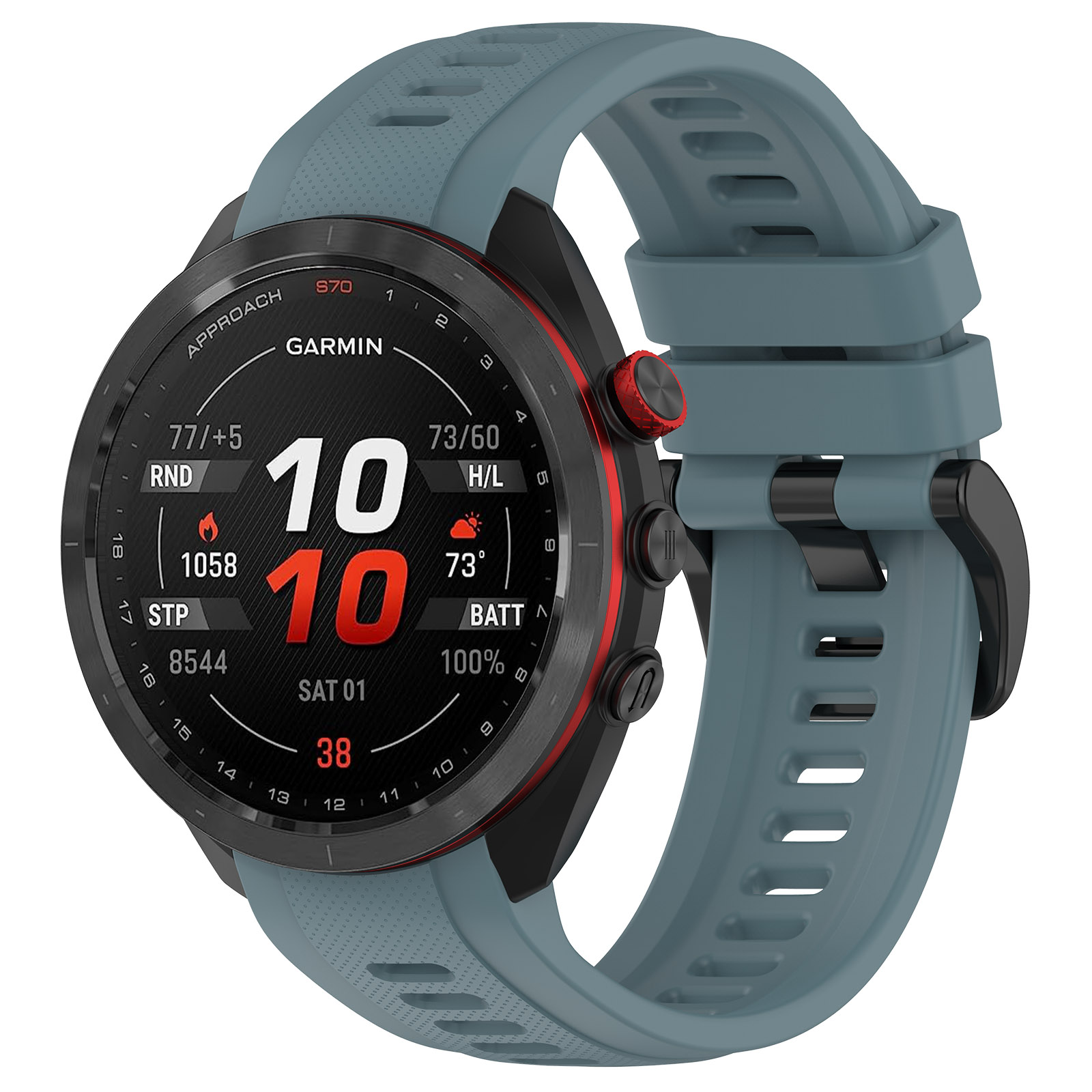 Силиконовый ремешок для Garmin Approach S70, 42 мм, черная пряжка, сине-зеленый