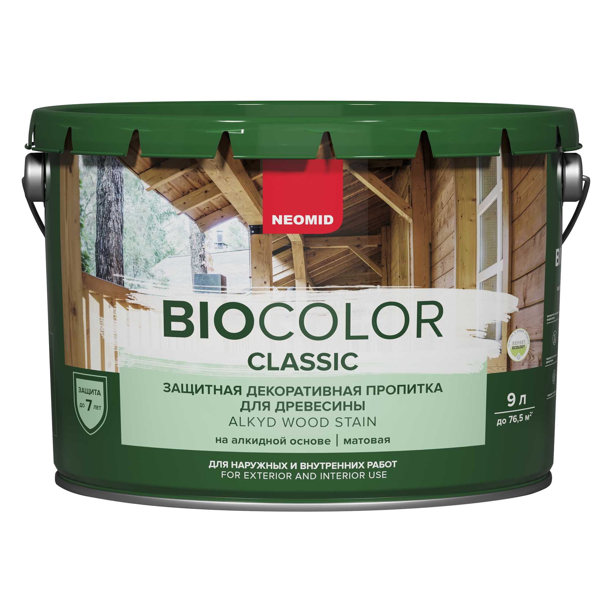 фото Пропитка для древесины neomid bio color classic белый, 9 л