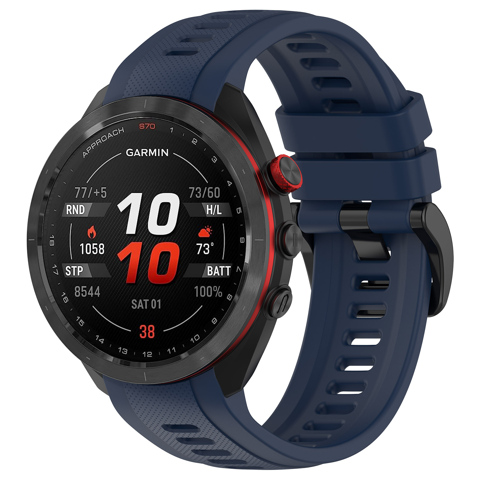 Силиконовый ремешок для Garmin Approach S70, 42 мм, черная пряжка, ночной синий