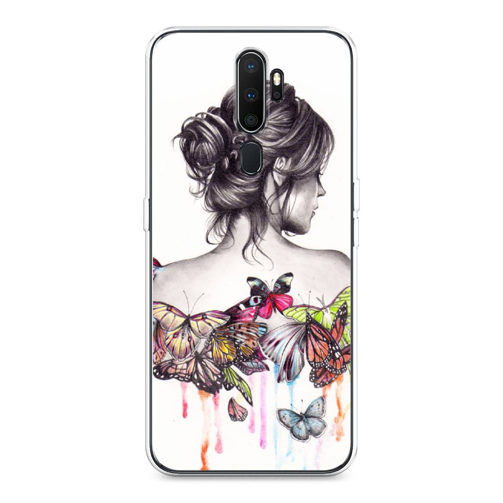 фото Силиконовый чехол "девушка с бабочками" на oppo a5 (2020) awog