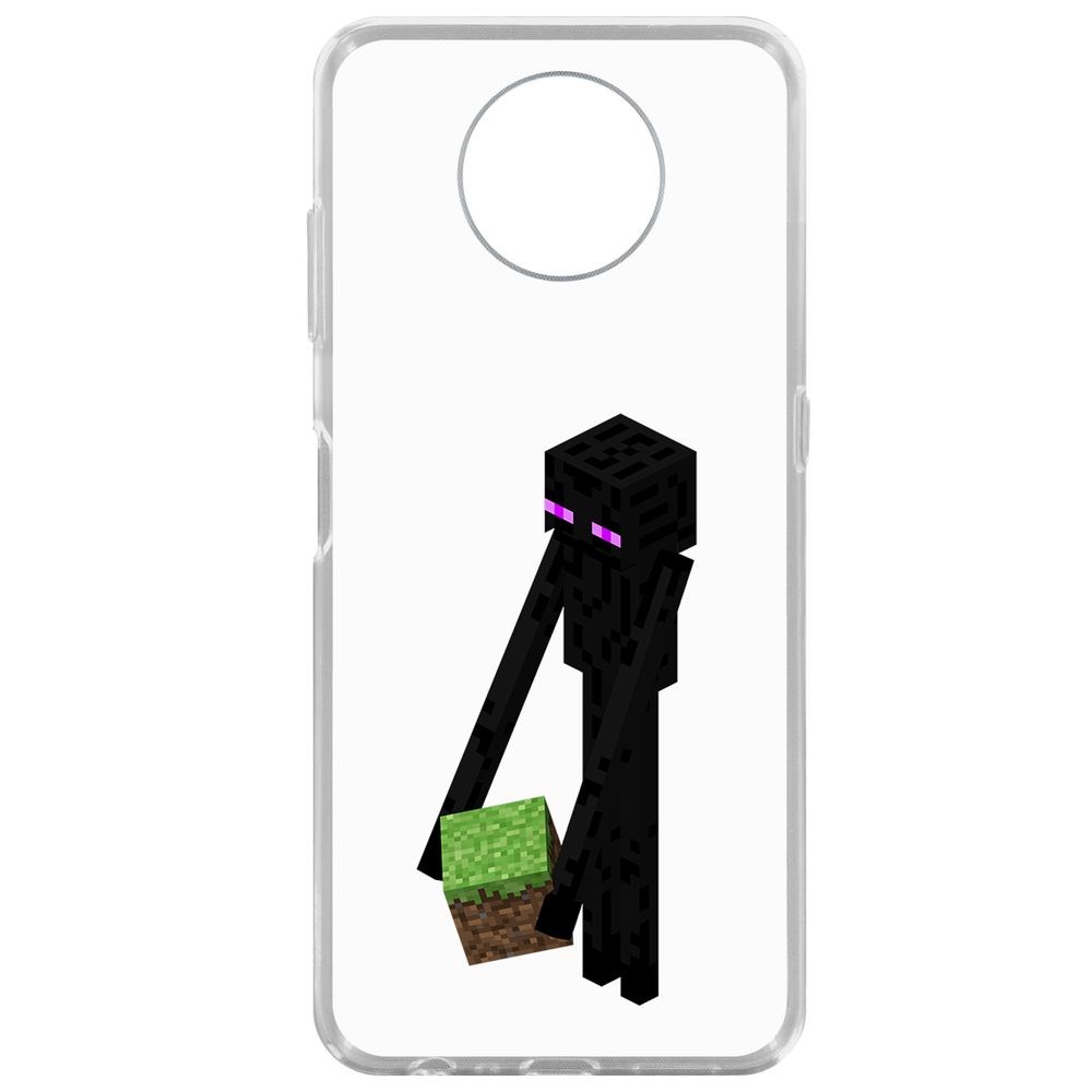 Чехол-накладка Krutoff Clear Case Minecraft-Эндермен для Nokia G10 600015206638 прозрачный