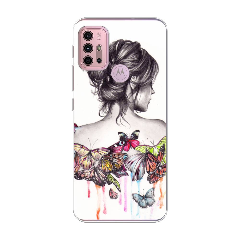 фото Силиконовый чехол "девушка с бабочками" на motorola moto g30 awog