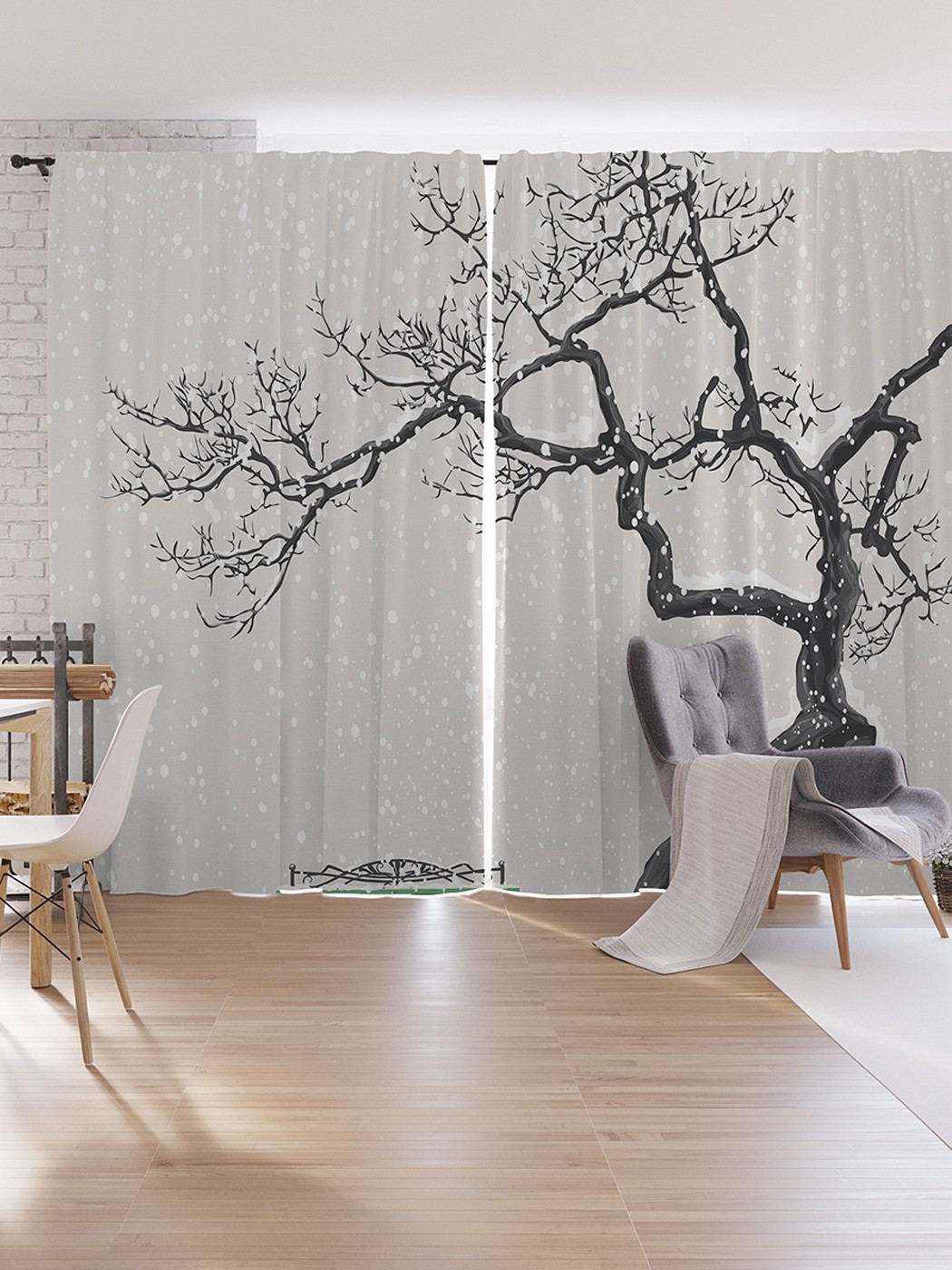 

Шторы под лён JoyArty "Снег пришел", серия Oxford DeLux, 340х265 см, Снег пришел