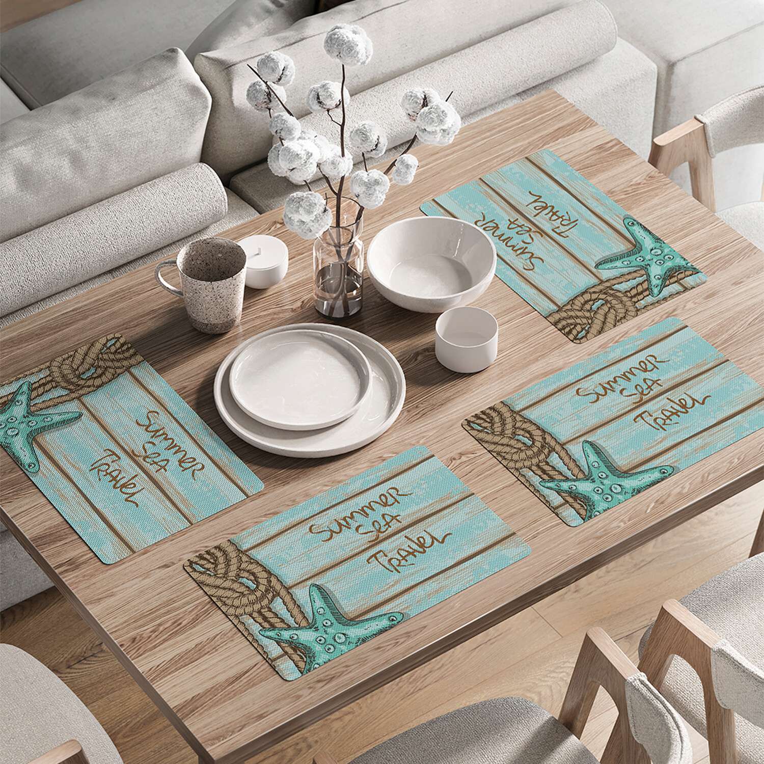 

Комплект салфеток JoyArty "Летнее морское путешествие" для сервировки стола 46x30 см 4шт, Голубой, Летнее морское путешествие