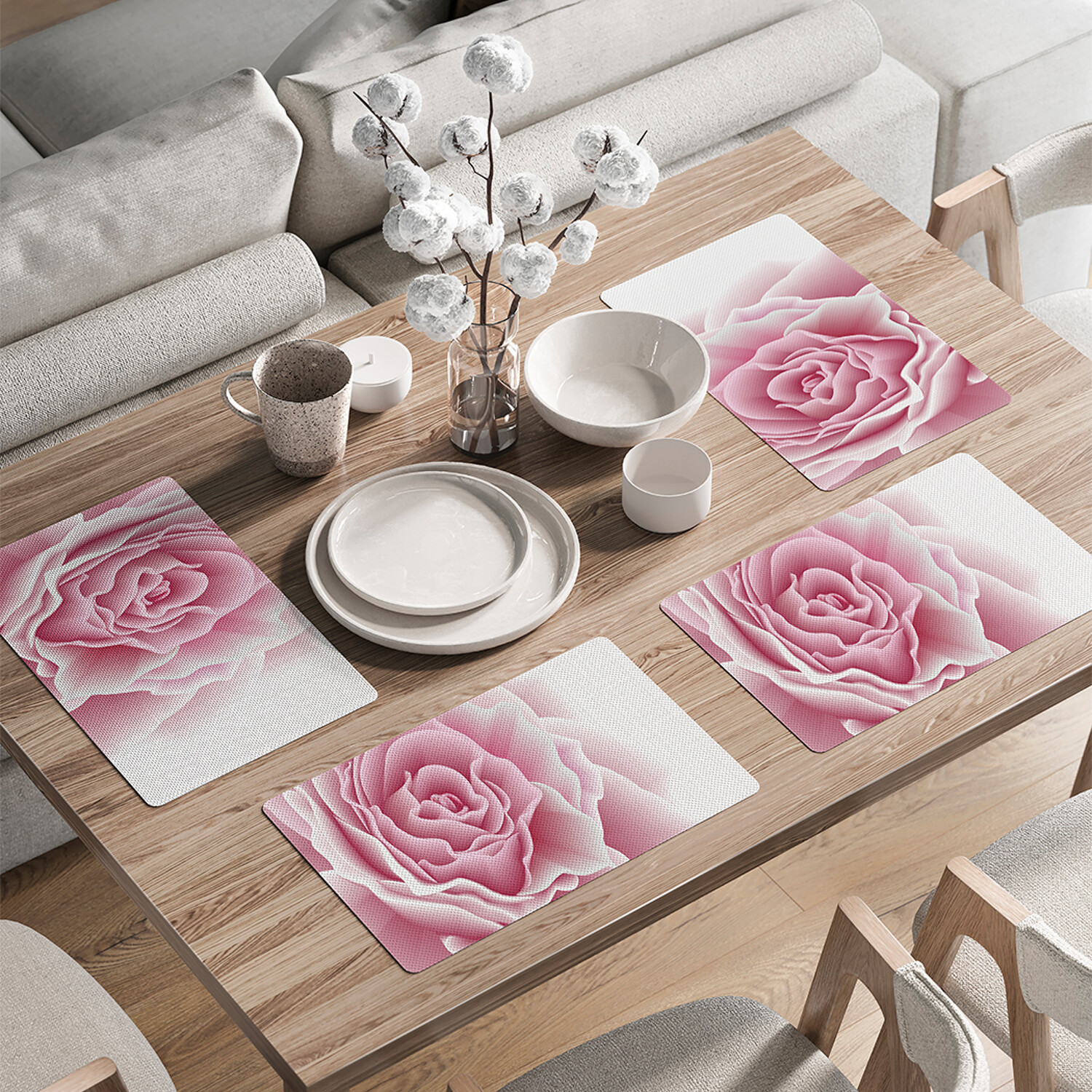 

Комплект тканевых салфеток JoyArty "Роза макро" для сервировки стола 46x30 см 4шт, Розовый, Роза макро