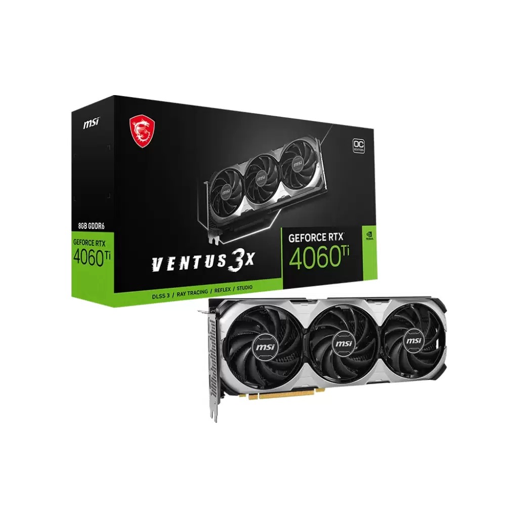 

Видеокарта MSI NVIDIA GeForce RTX 4060 Ti VENTUS 3X E OC, Черный;серый, GeForce RTX 4060 Ti VENTUS 3X E OC