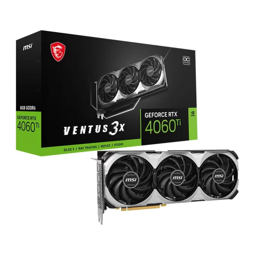 

Видеокарта MSI NVIDIA GeForce RTX 4060 Ti VENTUS 3X E OC, Черный;серый, GeForce RTX 4060 Ti VENTUS 3X E OC