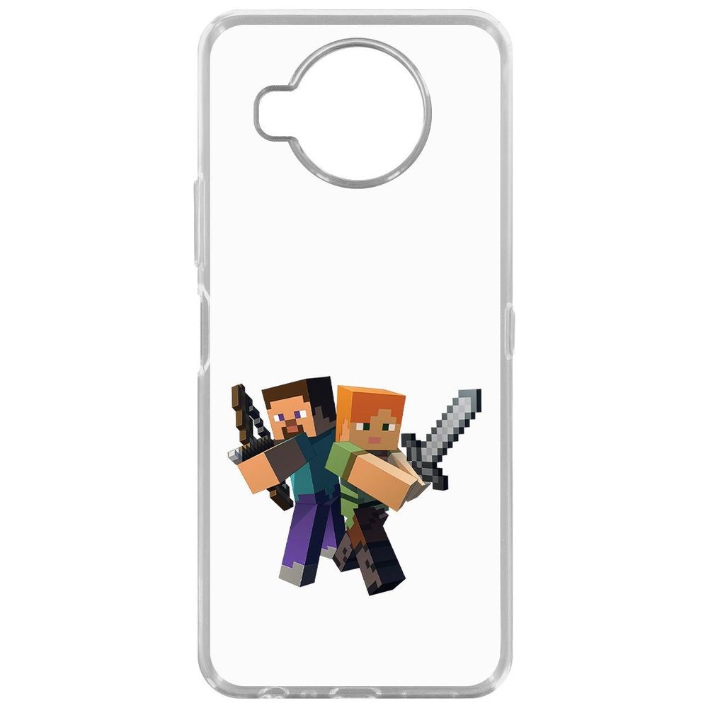 

Чехол-накладка Krutoff Clear Case Minecraft-Стив и Алекс для Nokia 8.3 5G