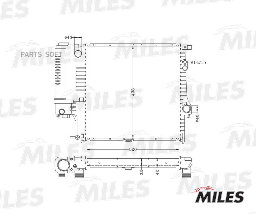 

Радиатор Bmw E39 2.0-2.8 M/T 95-04 Паяный Miles acrb173