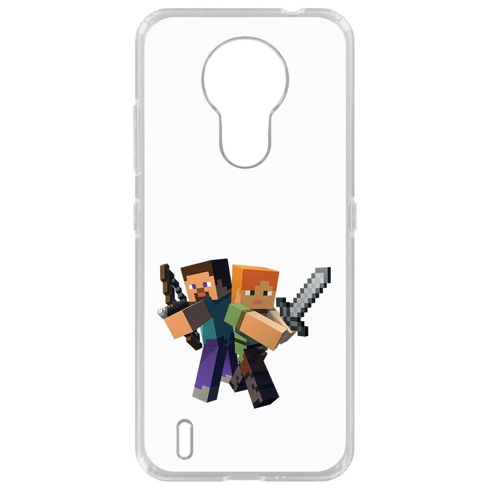 

Чехол-накладка Krutoff Clear Case Minecraft-Стив и Алекс для Nokia 1.4, Прозрачный