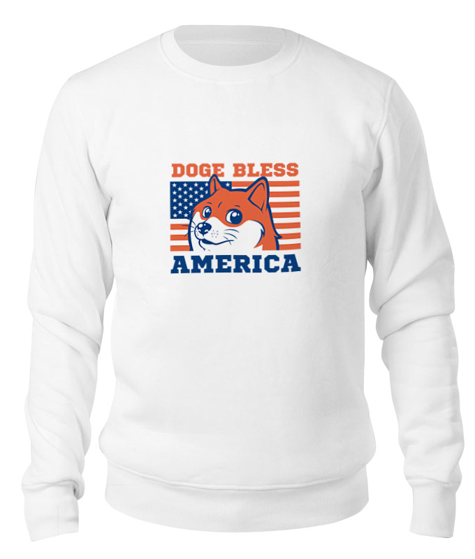 

Свитшот унисекс Printio Doge bless america белый M, Doge bless america