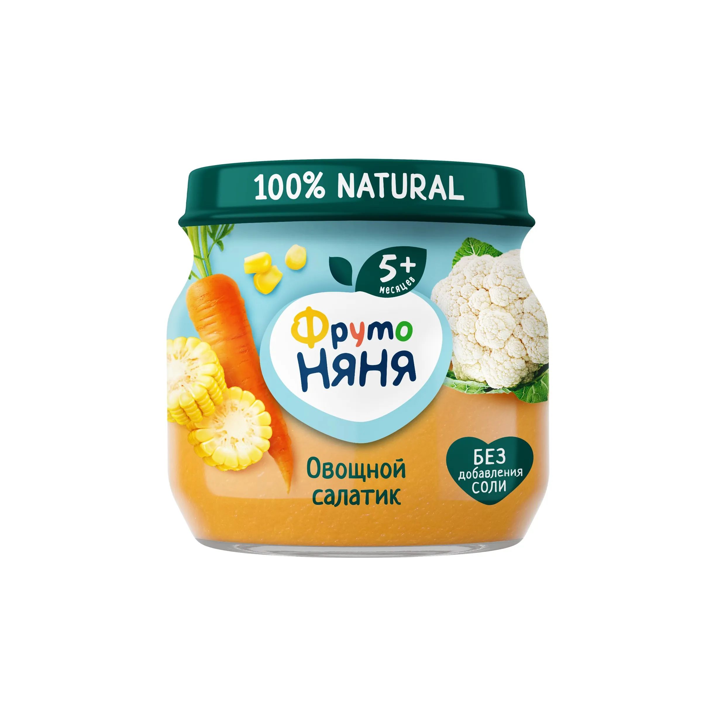 Пюре овощное ФрутоНяня Овощной салатик с 5 месяцев 80 г, 1 шт.
