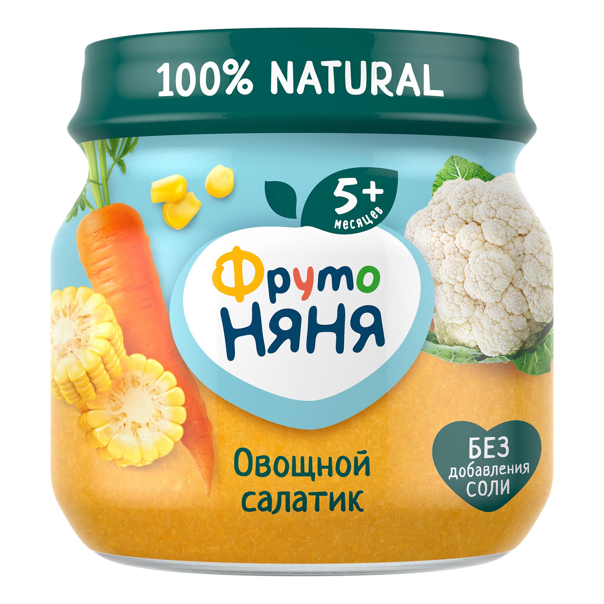 

Пюре овощное ФрутоНяня Овощной салатик с 5 месяцев 80 г, 1 шт., Овощной салатик
