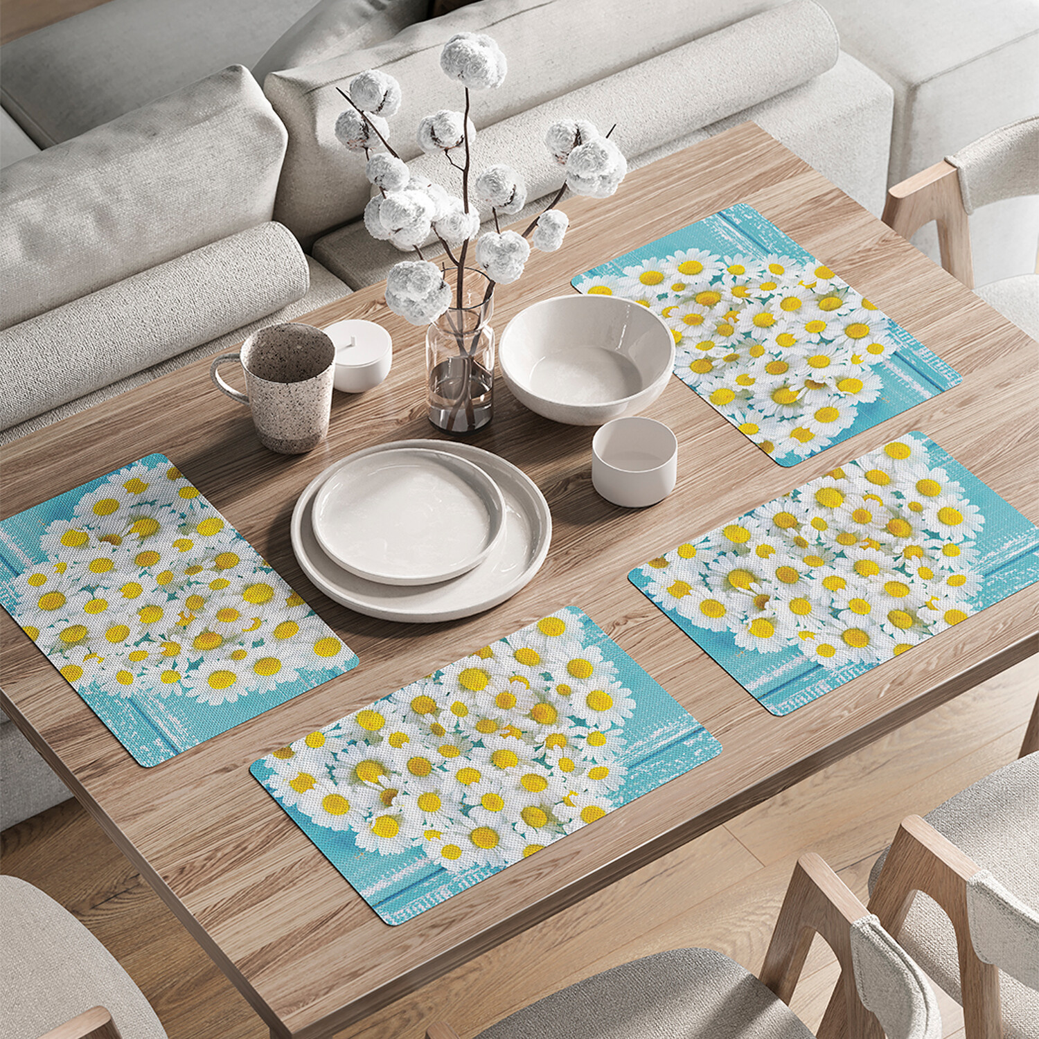 

Комплект тканевых салфеток JoyArty "Ромашковое сердце" для сервировки стола 46x30 см 4шт, Желтый, Ромашковое сердце