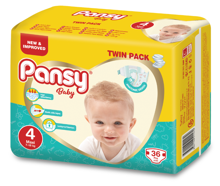фото Подгузники pansy baby twin maxi размер 4, 7-18 кг, 36 шт.