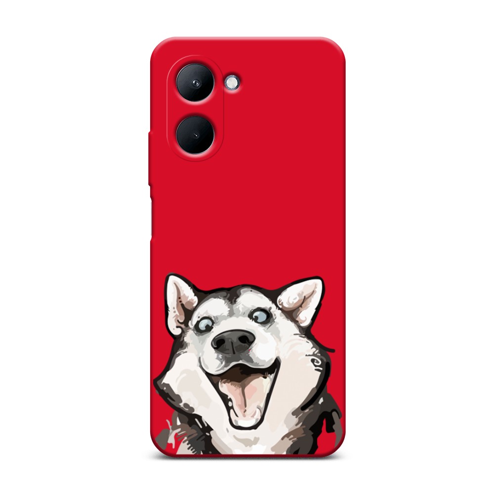 

Чехол Awog на Realme C33 "Радостный хаски", Белый;голубой;черный, 2511353-1