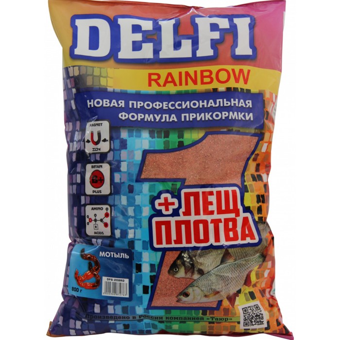 Делфи Прикормка DELFI Rainbow, лещ-плотва, мотыль, красная, 800 г