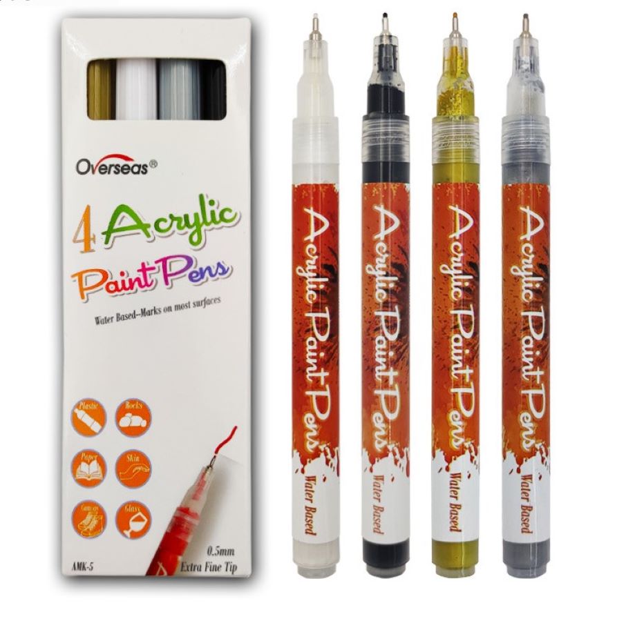Набор акриловых маркеров Weler Based 4 шт для дизайна ногтей и арт объектов рисунок для ландшафного дизайна