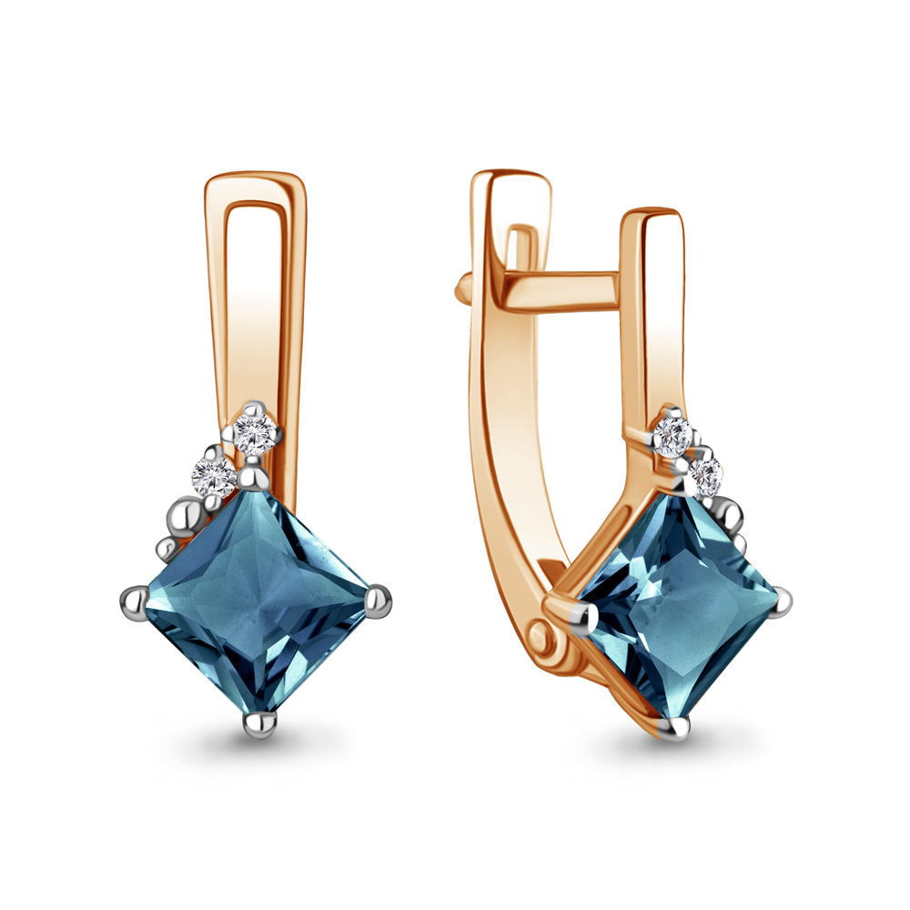 

Серьги из красного золота с бриллиантом, топазом Aquamarine 942925к_925_кз, 942925к_925_кз