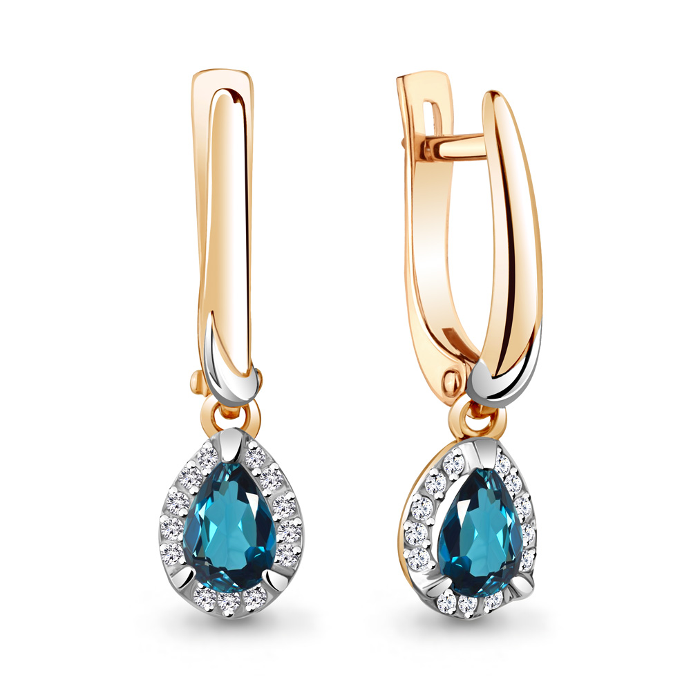 

Серьги подвески из красного золота с бриллиантом/топазом Aquamarine 942592к_585_кз, 942592к_585_кз