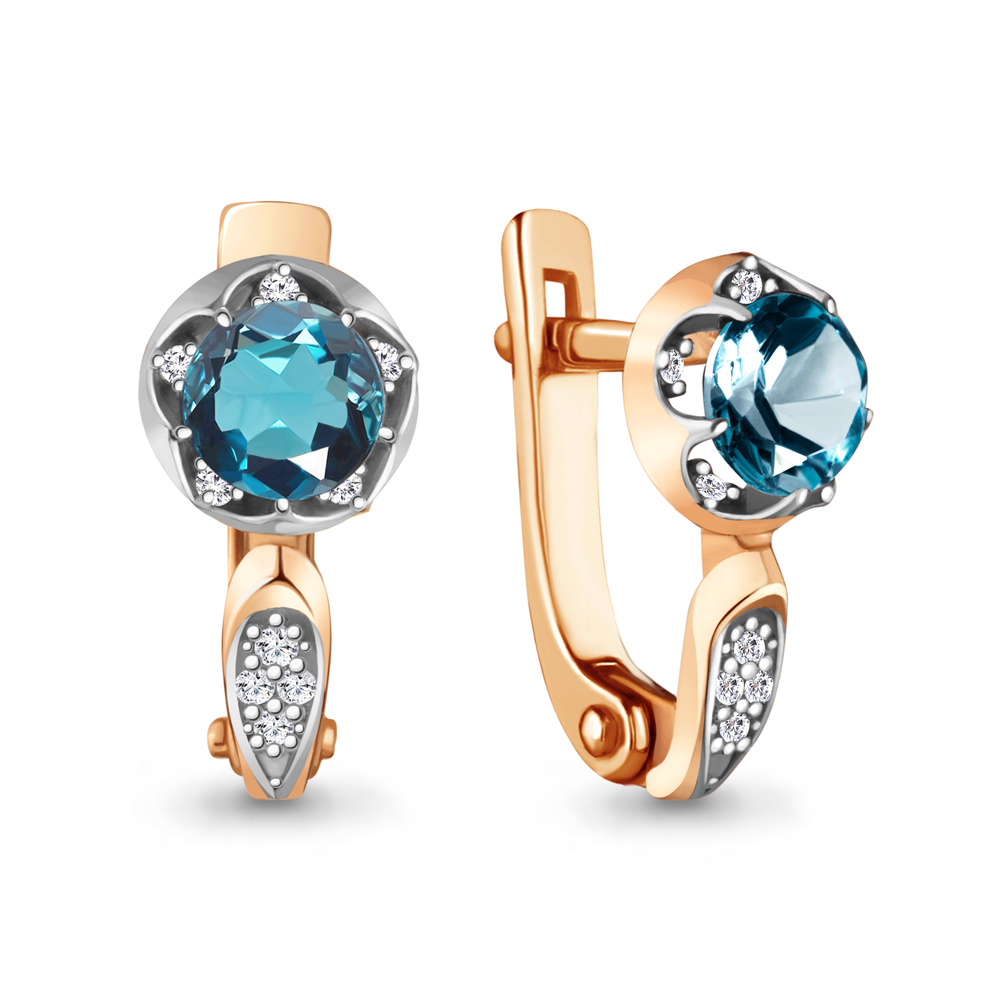 

Серьги из красного золота с бриллиантом, топазом Aquamarine 942591к_585_кз, 942591к_585_кз