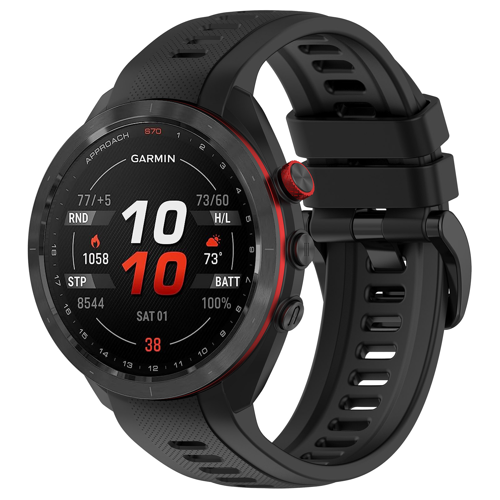 Силиконовый ремешок для Garmin Approach S70, 42 мм, черная пряжка, черный