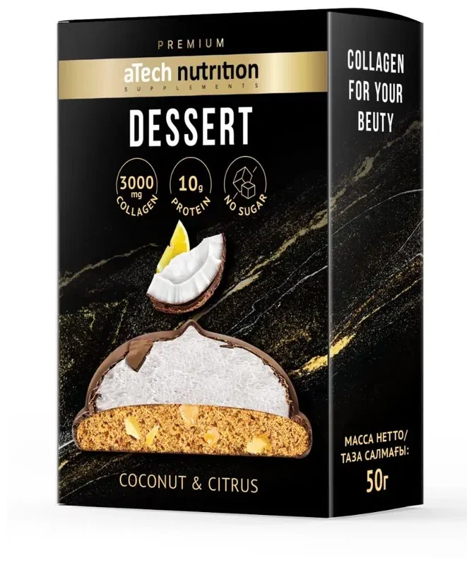 

Десерт протеиновый аTech nutrition Premium DESSERT кокос-цитрус, 50 г х 8 шт, DESSERT