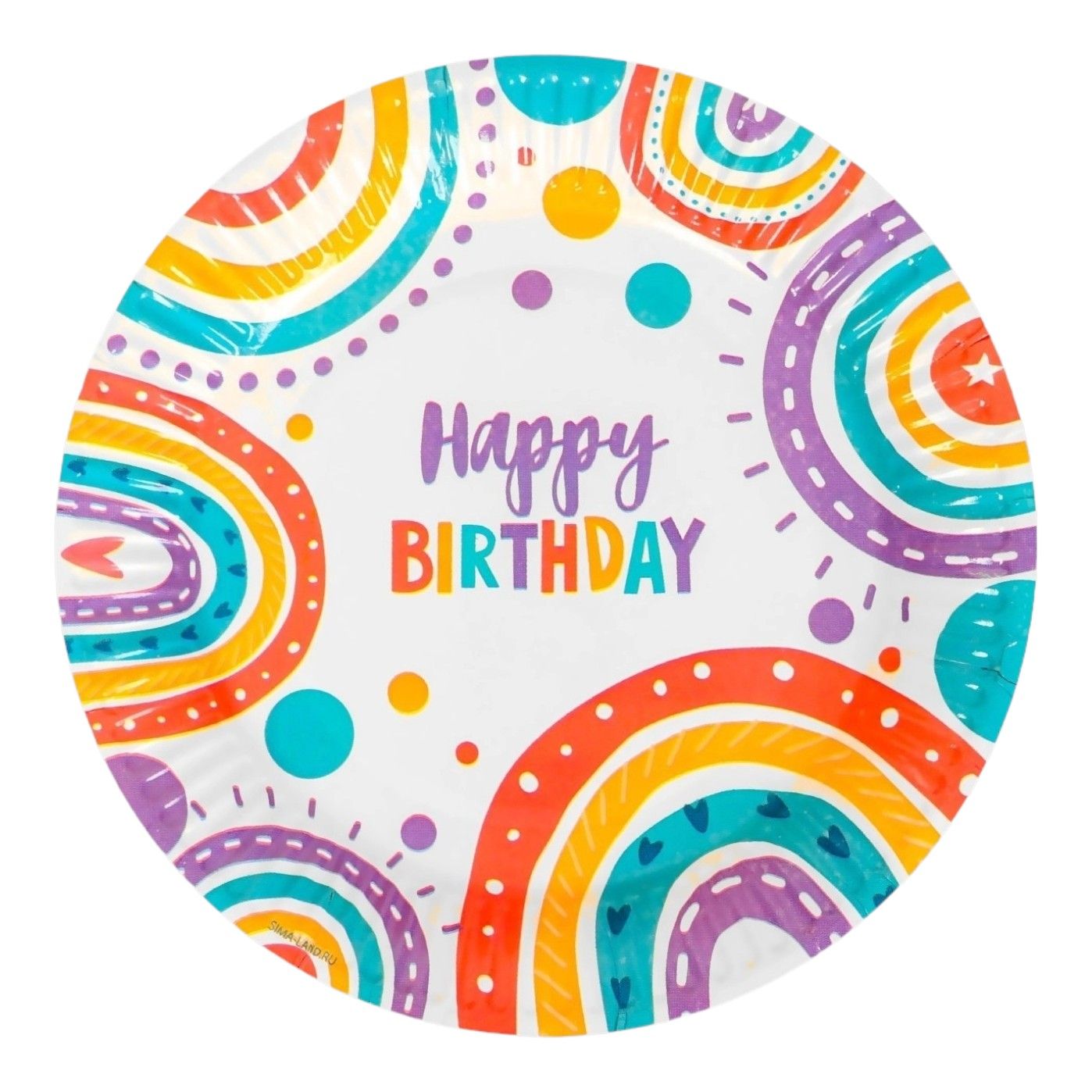 

Тарелки одноразовые Страна Карнавалия Happy birthday бумажные белые 18 см 6 шт, Разноцветный