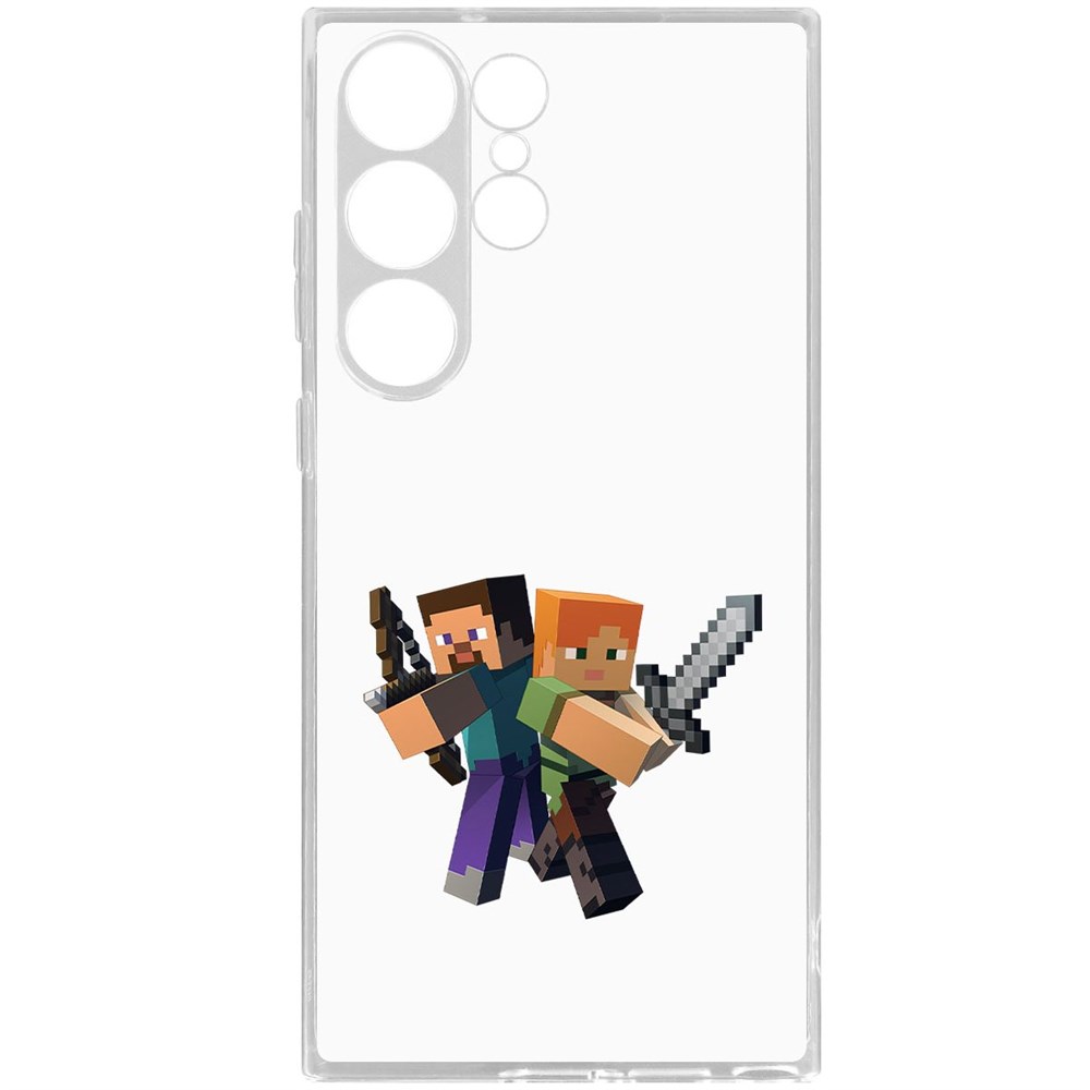 

Чехол-накладка Krutoff Clear Case Minecraft-Стив и Алекс для Samsung Galaxy S23 Ultra, Прозрачный