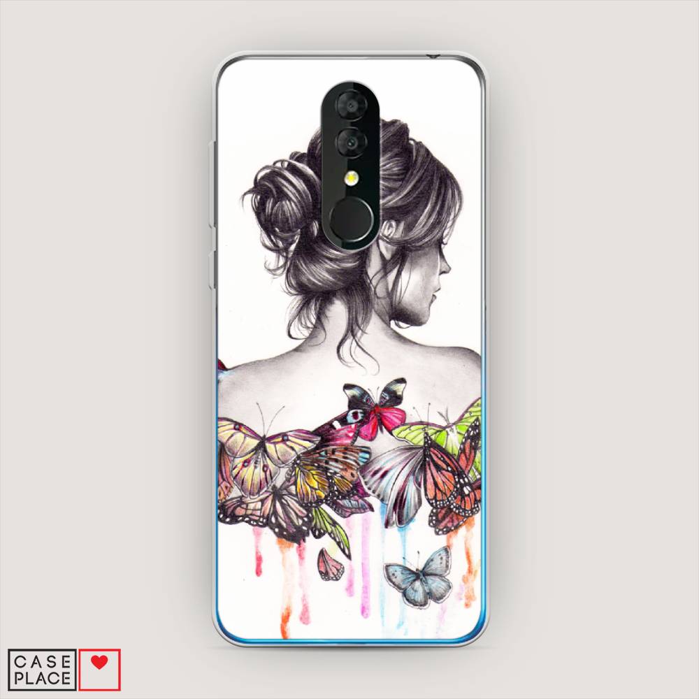 фото Силиконовый чехол "девушка с бабочками" на alcatel 3 5053y (2019) awog