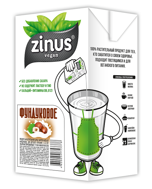 Фундуковое молоко Zinus Vegan 1,8%, 1 л