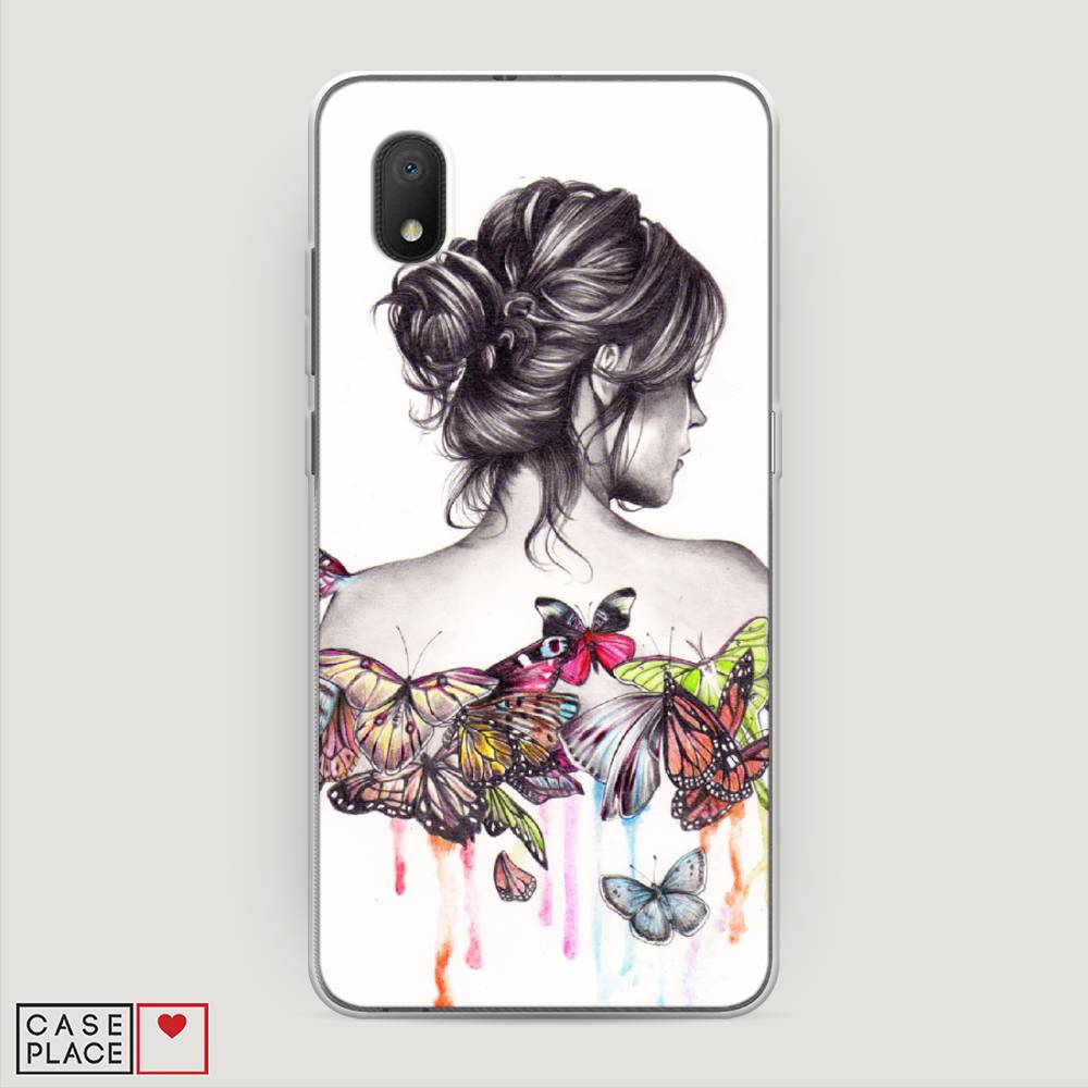фото Силиконовый чехол "девушка с бабочками" на alcatel 1b (2020) 5002d awog