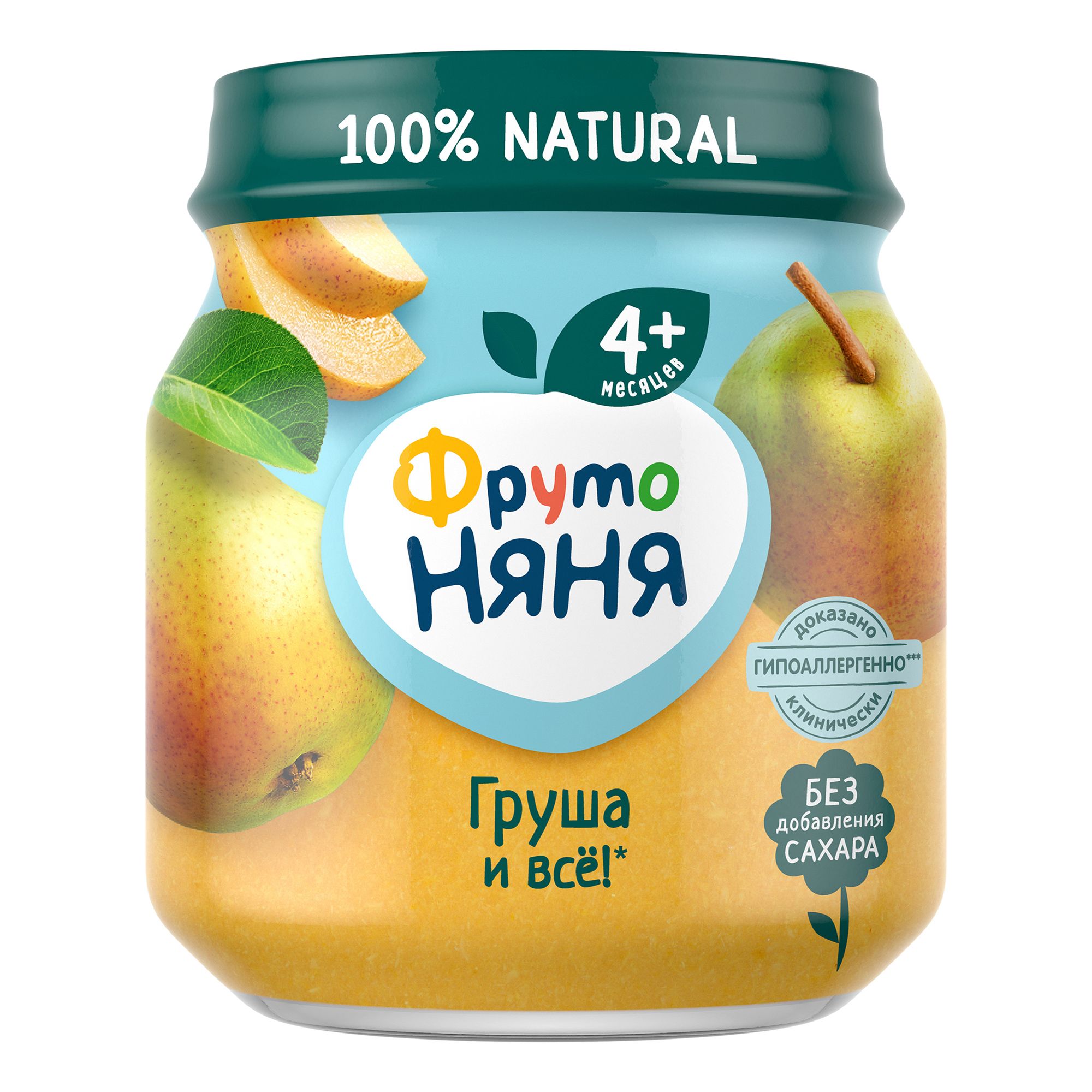 

Пюре фруктовое ФрутоНяня из груш с 4 мес. 100 г, 1 шт., Груша
