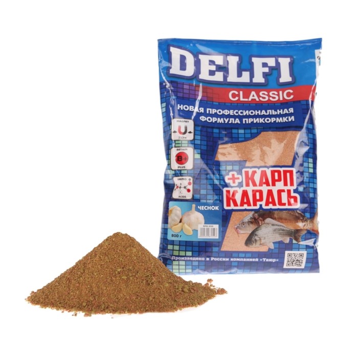 

Делфи Прикормка DELFI Classic, карп-карась, чеснок, 800 г, Коричневый, Classic